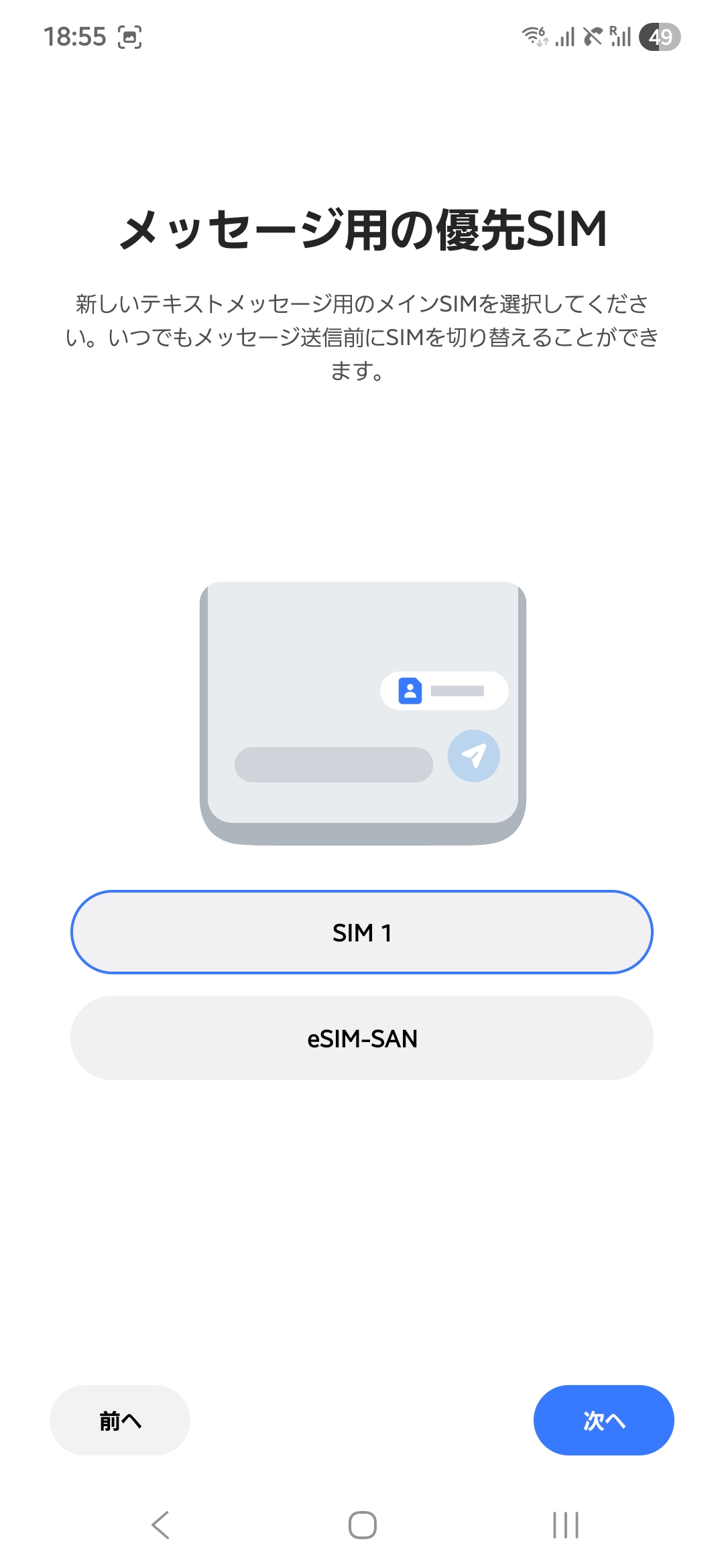 メッセージ用SIM